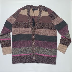 360 Cashmere Cashmere Cardigan Plum Stripe Size S